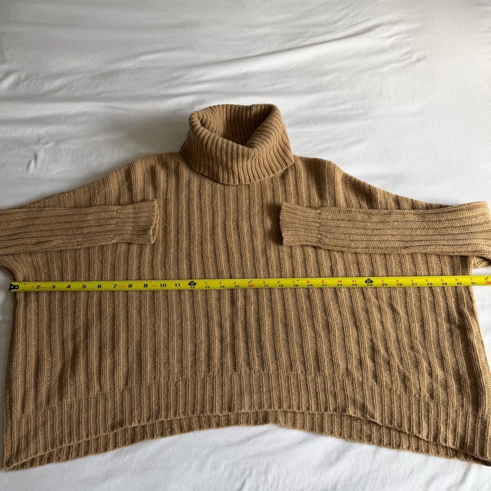 Ralph Lauren Blue Label 80 Wool 20 Cashmere Camel Tan Crop Boxy Knit Turtleneck - Picture 14 of 15